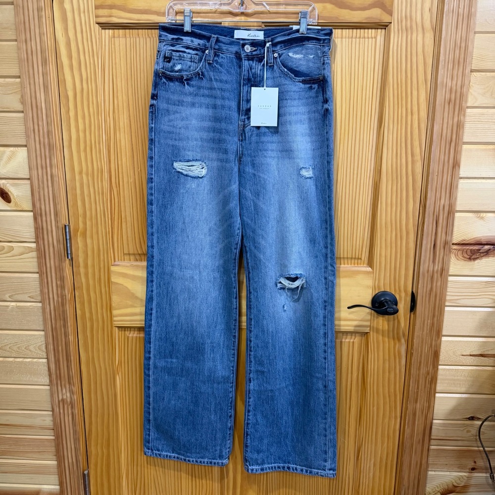 KanCan Montana 90s Flare Jeans 9/28 NWT High Rise Distressed Button Fly Blue